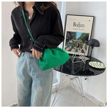 Women's Crossbody Bag Purse Soft Cloud Bag Fashion Dumpling One-shoulder Tote Bag Pleated Pouch Y2K Tote Bag (Green)