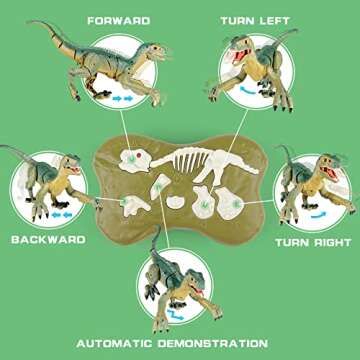 VERTOY Remote Control Dinosaur Toys for Kids - Build a Big Walking Velociraptor Dino with Light and Sound, Birthday Gift Ideas for Boys and Girls 3-5 5-7 8-12 Year Old