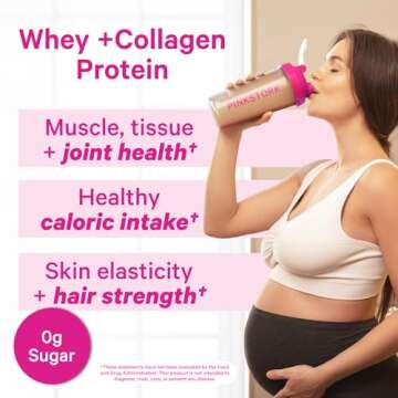 Pink Stork Pregnancy and Postpartum Protein Powder - 20 g Chocolate Whey and Collagen Protein - Pren...