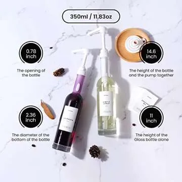 MoliMoli Coffee Syrup Dispenser for Coffee Bar, 350ml,Coffee Pump Dispenser, Glass Syrup Bottle w. Pumps, Simple Syrup Dispenser w. Labels (White) Set of 2