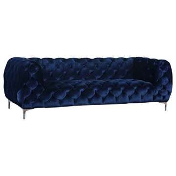 Navy Velvet Modern Sofa by Meridian Furniture