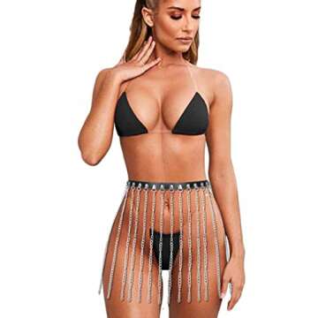 Bohend Punk Leather Waist Chain Tassel Belly Chains Belts Nightclub Party Rave Body Accessories Jewelry for Women and Girls