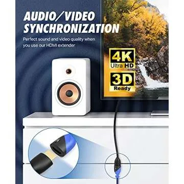 HDMI Extender Male to Female, Extension Cable ( 15 Feet ) High-Speed HDMI Cable (2.0b) 4k Resolution - Supports 3D, Full HD, 2160p, Audio Return Channel (Latest Version) HDCP 2.2 Compliant