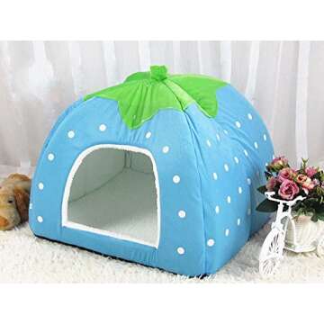 Cozy WOWOWMEOW Small Animals Strawberry Fleece Bed for Pets