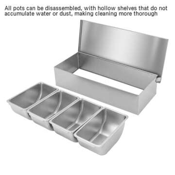 Pizza Topping Station with 4 Pans and Lid for Condiments