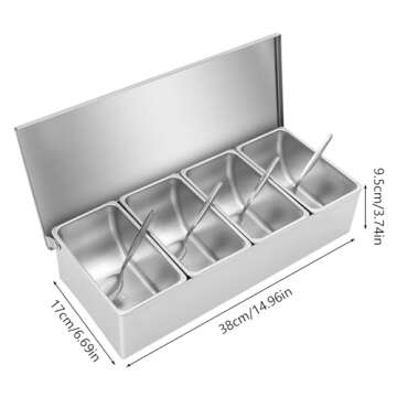 Pizza Topping Station with 4 Pans and Lid for Condiments