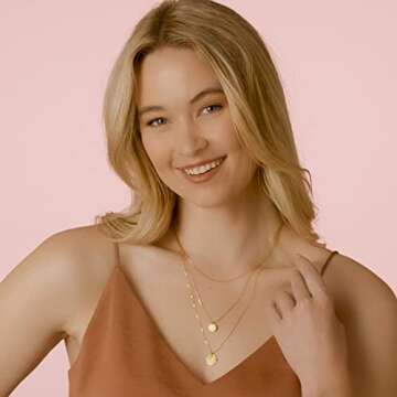 Ldurian Gold Dainty Necklace, Layered Silver Necklaces for Women, 14K Gold-Plated Disc Necklace Laye...