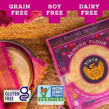 Siete Almond Flour Tortillas | Gluten Free | Grain Free | Vegan | 8 Tortillas Per Pack (Pack of 6)