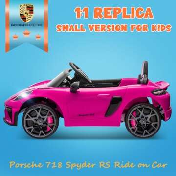 ENYOPRO Licensed Porsche 718 Spyder Ride On Car for Toddlers, 12v Kids Electric Car with Parent Remo...