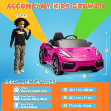 ENYOPRO Licensed Porsche 718 Spyder Ride On Car for Toddlers, 12v Kids Electric Car with Parent Remote Control, Electric Power Vehicle w/Trailer Wheels, Soft Start, Bluetooth/USB/AUX, LED Lights, Pink