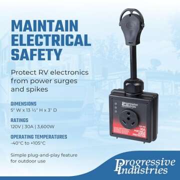 Progressive Industries Portable RV Surge Protector, 30 Amp with Fault Detection - SSP-30X
