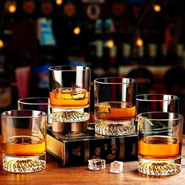 OPAYLY Whiskey Glasses Old Fashioned Glasses Set of 6 12oz Rocks Glasses Gift for Men Women Drinking Bourbon Scotch Cocktails Rum Cognac Vodka at Home Bar
