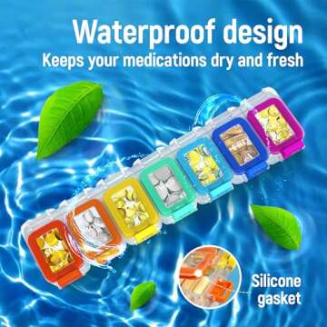 BEXEEN Weekly Medicine Pill Organizer Waterproof 7 Day Large Pill Box Daily Pill Case Cute Vitamin O...