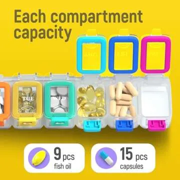 BEXEEN Weekly Medicine Pill Organizer Waterproof 7 Day Large Pill Box Daily Pill Case Cute Vitamin Organizer Portable Pill Container Travel Pills Holder XL Supplement Medication Dispenser One a Day