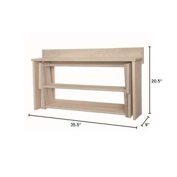 30" Accordion Drying Rack Laundry Room Storage Maple Wood Wall Shelf