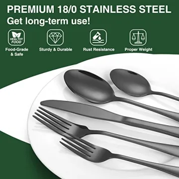 60-Piece AIVIKI Black Silverware Set for 12