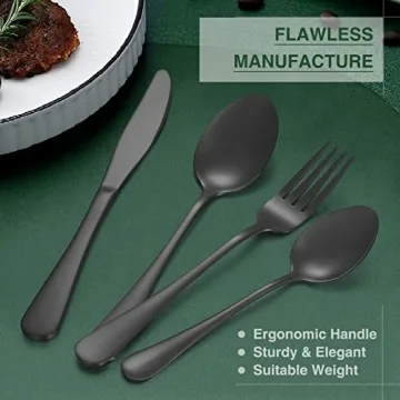 60-Piece AIVIKI Black Silverware Set for 12