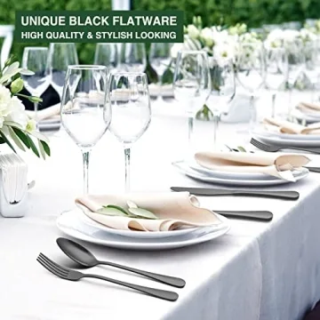 60-Piece AIVIKI Black Silverware Set for 12