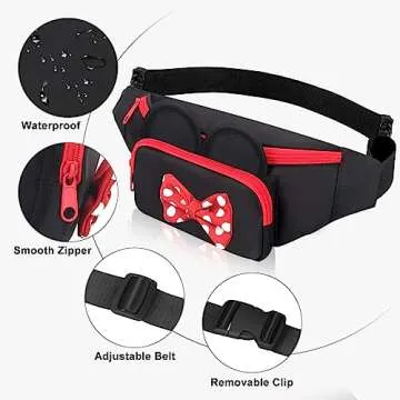 Cute Fanny Pack for Women Kids Crossbody Bag Travel Belt Bags Little Girls Fanny Pack Toy Cartoon Mouse World Accessories Outfit Waist Pack Kid Outdoor Trip Essentials for Park Adults Fanny Pack
