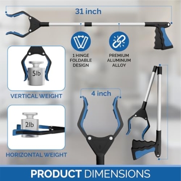 FitPlus PowerGrip T9 Grabber Tool with Magnet and Foldable Design