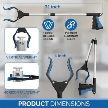 FitPlus PowerGrip T9 Grabber Tool with Magnet and Foldable Design