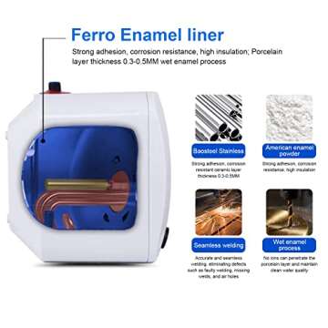 KENUOS Mini Tank Instant Hot Water Heater Plug in 110V 2.5 Gallon Under Sink Water Heater White Small Water Heater On Dermand,1500W Kitchen Rv Under Counter Water Heater with Safety Valve