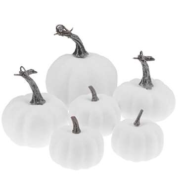Gresorth 6pcs Fake White Pumpkins Fall Autumn Halloween Christmas Decoration Artificial Paintable DI...