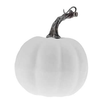 Gresorth 6pcs Fake White Pumpkins Fall Autumn Halloween Christmas Decoration Artificial Paintable DIY Pumpkin for Thanksgiving Wedding Outdoor Display