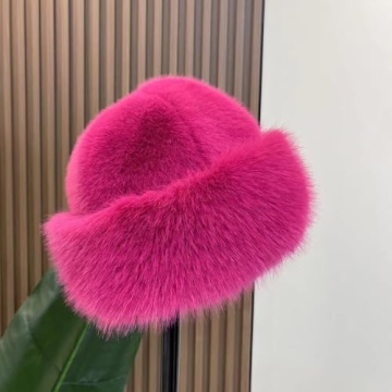 Chic Womens Winter Faux Fur Bucket Hat for Warmth