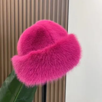 Chic Womens Winter Faux Fur Bucket Hat for Warmth