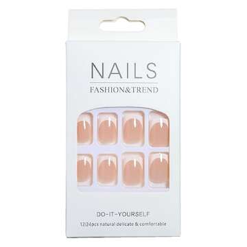 LPOODDNU Short Square Press on Nails French Tip Fake Nails Full Cover White False Nail Tips Exquisite Design Acrylic Glue on Nails Stick on Nails Short Artificial Nails for Women Manicure 24Pcs