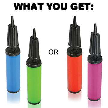 ArtCreativity Balloon Pump Air Inflator Set - Pack of 2 - Portable Balloon Air Inflators, Heavy-Duty Plastic, Manual Balloon Pumps for Wedding and Birthday Parties, Assorted Colors, 11.5 Inch