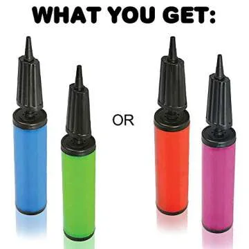 ArtCreativity Balloon Pump Air Inflator Set - Pack of 2 - Portable Balloon Air Inflators, Heavy-Duty Plastic, Manual Balloon Pumps for Wedding and Birthday Parties, Assorted Colors, 11.5 Inch