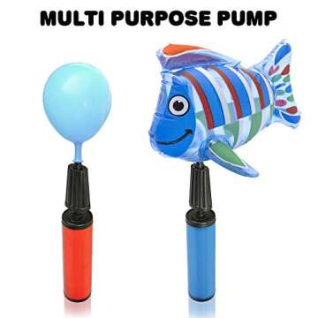 ArtCreativity Balloon Pump Air Inflator Set - Pack of 2 - Portable Balloon Air Inflators, Heavy-Duty Plastic, Manual Balloon Pumps for Wedding and Birthday Parties, Assorted Colors, 11.5 Inch