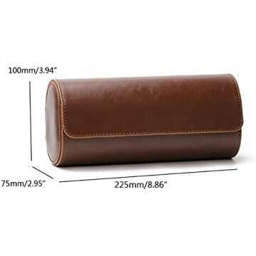 AENY Vintage Leather 3 Slots Watch Roll Travel Case