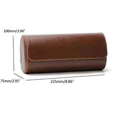 AENY Vintage Leather 3 Slots Watch Roll Travel Case