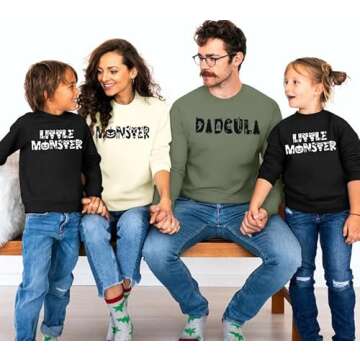 JINTING Matching Halloween Family Sweatshirts Halloween Momster Sweater Women Mom Dad Baby Clothes Funny Group Halloween Green