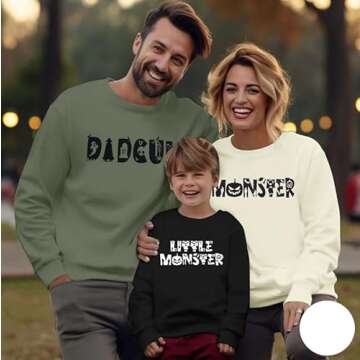 JINTING Matching Halloween Family Sweatshirts Halloween Momster Sweater Women Mom Dad Baby Clothes Funny Group Halloween Green