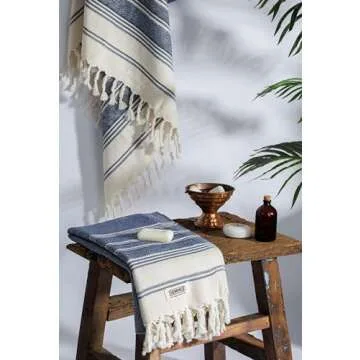 DEMMEX Certified Organic Turkish Cotton Soft Bath Towel - Luxury Oversized Peshtemal for Bathroom, B...