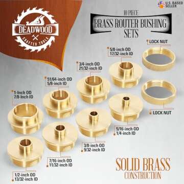 DCT Brass Router Template Guides Bushing 10-Piece Set & Black Carrying Case - Porter-Cable Guide Bushings 5/16 to 1in