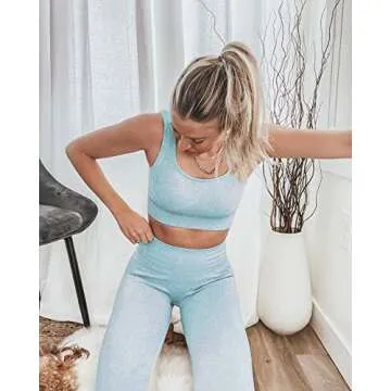 Hotexy Workout Set for Women 2 Pieces Outfits Seamless Yoga Leggings with Sports Bra Tank Top Gym Sets Matching Sets