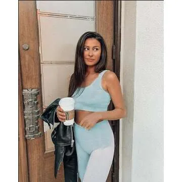 Hotexy Workout Set for Women 2 Pieces Outfits Seamless Yoga Leggings with Sports Bra Tank Top Gym Sets Matching Sets