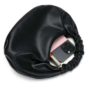 KERYHEBN Cloud Pouch Bag Women Shoulder Handbag Soft Vegan Leather Vintage Hobo Mini Small Purses Ru...