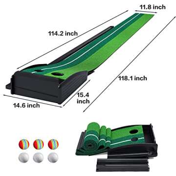 Dollox Putting Green Golf Putting Mat for Indoor, Putting Matt with Auto Ball Return, Mini Golf Set ...