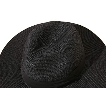 Lanzom Women Wide Brim Panama Hat for Outdoor Sun Protection