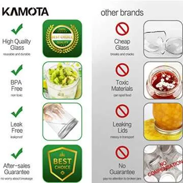 KAMOTA Wide Mouth Mason Jars 10 OZ, 10 OZ Mason Jars Canning Jars Jelly Jars With Wide Mouth Lids and Bands, Ideal for Jam, Honey, Wedding Favors, Shower Favors, Baby Foods, 12 PACK…