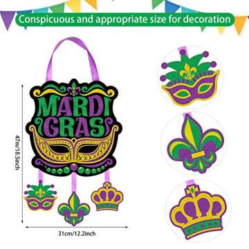 Jetec Mardi Gras Party Sign Carnival Wooden Sign Carnival Glitter Door Sign Decoration for Mardi Gra...
