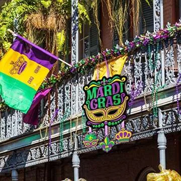 Jetec Mardi Gras Party Sign Carnival Wooden Sign Carnival Glitter Door Sign Decoration for Mardi Gras Party Favors