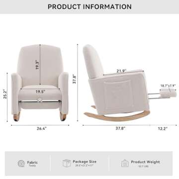 FOXHUNTER Rocking Chair - Stylish Nursery Glider with Footrest and Pockets