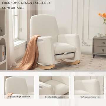 FOXHUNTER Modern Rocking Chair with Adjustable Footrest